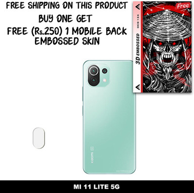 SOMTONE Camera Lens Protector for MI 11 LITE 5G FREE 1 3D EMBOSSED SKIN FOR MOBILE BACK WITH CUT C1S124(Pack of 1)