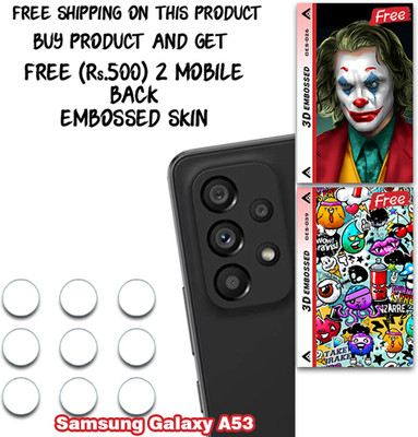 SOMTONE Camera Lens Protector for Samsung Galaxy A53 WITH FREE 500 RUPEES 2 3D EMBOSSED SKIN FOR MOBILE BACK CS026(Pack of 3)