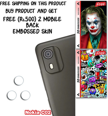 ARBAN Camera Lens Protector for Nokia C02 WITH FREE 500 RUPEES 2 3D EMBOSSED SKIN FOR MOBILE BACK CS026(Pack of 3)