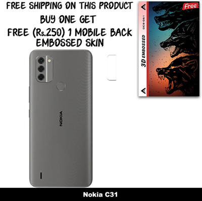 SOMTONE Camera Lens Protector for Nokia C31 FREE 1 3D EMBOSSED SKIN FOR MOBILE BACK WITH CUT C1S061(Pack of 1)