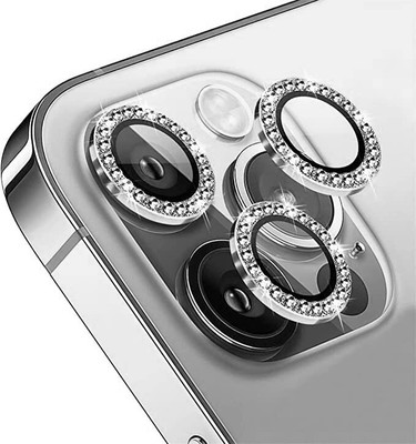 RADHYA Camera Lens Protector for Apple iPhone 12 Pro Max Silver Daimond Sparkling Glitter Metal Ring Protector(Pack of 1)