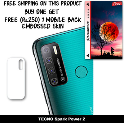 SOMTONE Camera Lens Protector for TECNO Spark Power 2 FREE 1 3D EMBOSSED SKIN FOR MOBILE BACK WITH CUT C1S010(Pack of 1)