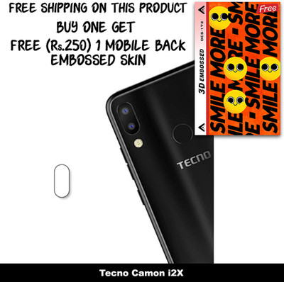 SOMTONE Camera Lens Protector for Tecno Camon i2X FREE 1 3D EMBOSSED SKIN FOR MOBILE BACK WITH CUT C1S172(Pack of 1)