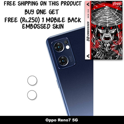 SOMTONE Camera Lens Protector for Oppo Reno7 5G FREE 1 3D EMBOSSED SKIN FOR MOBILE BACK WITH CUT C1S124(Pack of 1)