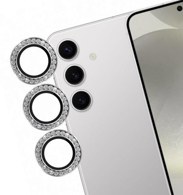 A3sprime Camera Lens Protector for Samsung Galaxy S24 5G|Edge To Edge Full Coverage 9H Hardness Bling Diamond Shaped Scratch Resistant Tempered Glass with Metal Ring Guard Camera Protector|(Pack of 3)