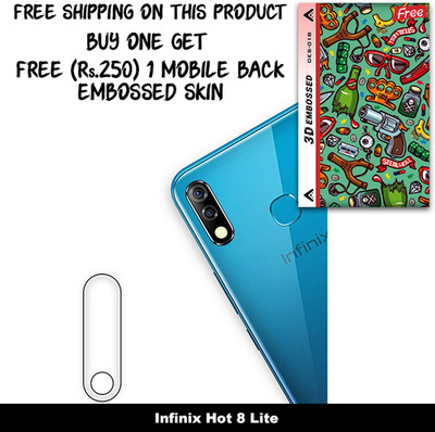ARBAN Camera Lens Protector for Infinix Hot 8 Lite FREE 1 3D EMBOSSED SKIN FOR MOBILE BACK WITH CUT C1S018(Pack of 1)