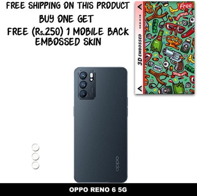 ARBAN Camera Lens Protector for OPPO RENO 6 5G FREE 1 3D EMBOSSED SKIN FOR MOBILE BACK WITH CUT C1S018(Pack of 1)