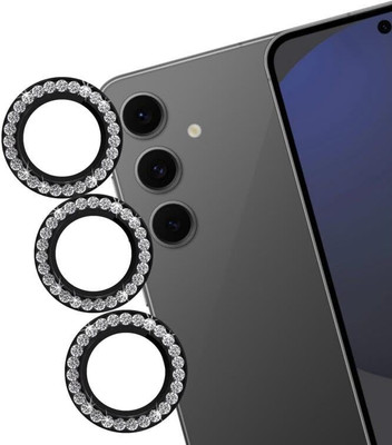A3sprime Camera Lens Protector for Samsung Galaxy S24 FE 5G|Edge To Edge Full Coverage 9H Hardness Bling Diamond Shaped Scratch Resistant Tempered Glass with Metal Ring Guard Camera Lens Protector|(Pack of 3)