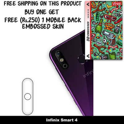 ARBAN Camera Lens Protector for Infinix Smart 4 FREE 1 3D EMBOSSED SKIN FOR MOBILE BACK WITH CUT C1S018(Pack of 1)