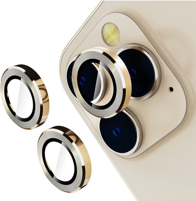 CaseDeal Back Camera Lens Glass Protector for Apple iPhone 14 Pro, 14 Pro Max Camera Alloy Metal Ring Easy To Install (Gold)(Pack of: 3)