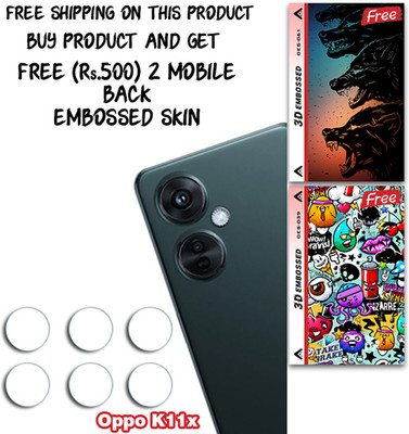 SOMTONE Camera Lens Protector for Oppo K11x WITH FREE 500 RUPEES 2 3D EMBOSSED SKIN FOR MOBILE BACK CS061(Pack of 3)