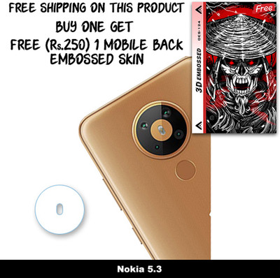 SOMTONE Camera Lens Protector for Nokia 5.3 FREE 1 3D EMBOSSED SKIN FOR MOBILE BACK WITH CUT C1S124(Pack of 1)