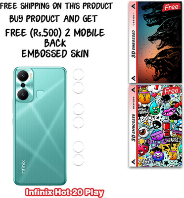 SOMTONE Camera Lens Protector for Infinix Hot 20 Play WITH FREE 500 RUPEES 2 3D EMBOSSED SKIN FOR MOBILE BACK CS061(Pack of 3)
