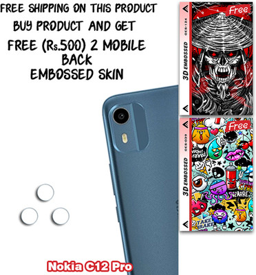 ARBAN Camera Lens Protector for Nokia C12 Pro WITH FREE 500 RUPEES 2 3D EMBOSSED SKIN FOR MOBILE BACK CS124(Pack of 3)