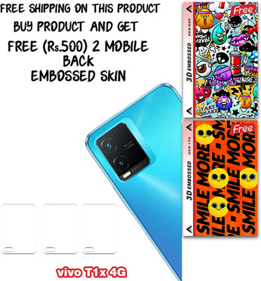 SOMTONE Camera Lens Protector for vivo T1x 4G WITH FREE 500 RUPEES 2 3D EMBOSSED SKIN FOR MOBILE BACK CS039(Pack of 3)