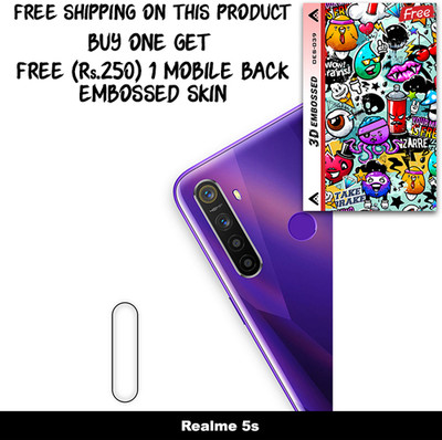ARBAN Camera Lens Protector for Realme 5s FREE 1 3D EMBOSSED SKIN FOR MOBILE BACK WITH CUT C1S039(Pack of 1)