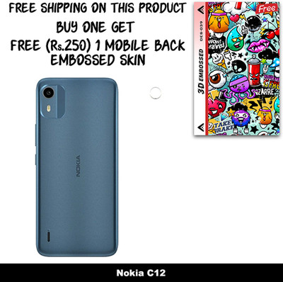 SOMTONE Camera Lens Protector for Nokia C12 FREE 1 3D EMBOSSED SKIN FOR MOBILE BACK WITH CUT C1S039(Pack of 1)