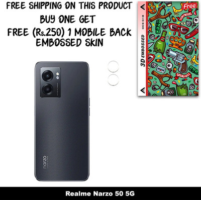 SOMTONE Camera Lens Protector for Realme Narzo 50 5G FREE 1 3D EMBOSSED SKIN FOR MOBILE BACK WITH CUT C1S018(Pack of 1)
