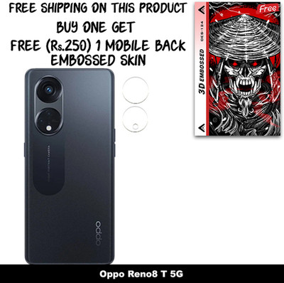 SOMTONE Camera Lens Protector for Oppo Reno8 T 5G FREE 1 3D EMBOSSED SKIN FOR MOBILE BACK WITH CUT C1S124(Pack of 1)