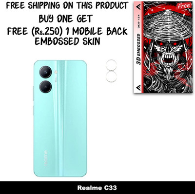 SOMTONE Camera Lens Protector for Realme C33 FREE 1 3D EMBOSSED SKIN FOR MOBILE BACK WITH CUT C1S124(Pack of 1)