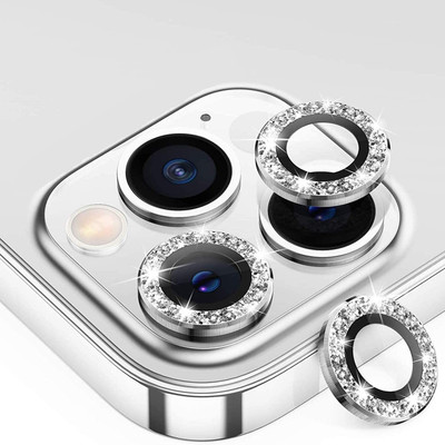 Casesily Camera Lens Protector for Apple iPhone 12 Pro Max Sparkling Glitter Metal Ring Protector(Pack of 3)
