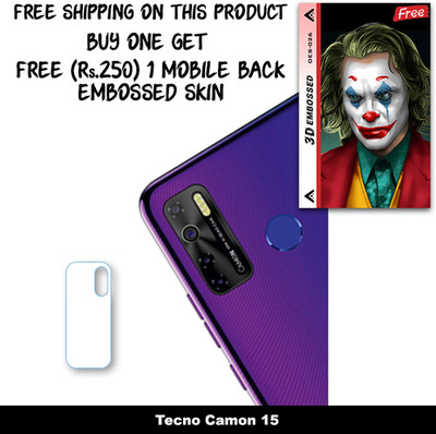 SOMTONE Camera Lens Protector for Tecno Camon 15 FREE 1 3D EMBOSSED SKIN FOR MOBILE BACK WITH CUT C1S026(Pack of 1)