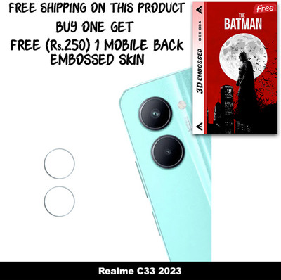 ARBAN Camera Lens Protector for Realme C33 2023 FREE 1 3D EMBOSSED SKIN FOR MOBILE BACK WITH CUT C1S034(Pack of 1)