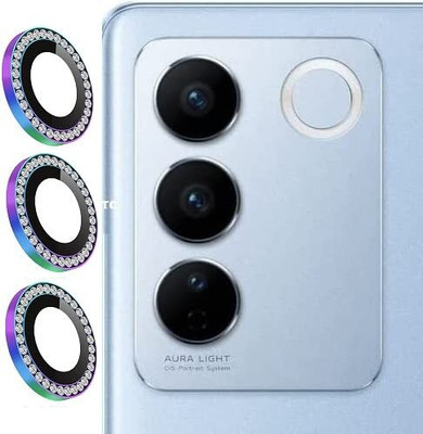 Mobilive Camera Lens Protector for Vivo V27 Metal Camera Ring with Glass Protection(Pack of 3)