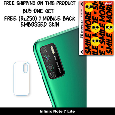 SOMTONE Camera Lens Protector for Infinix Note 7 Lite FREE 1 3D EMBOSSED SKIN FOR MOBILE BACK WITH CUT C1S172(Pack of 1)