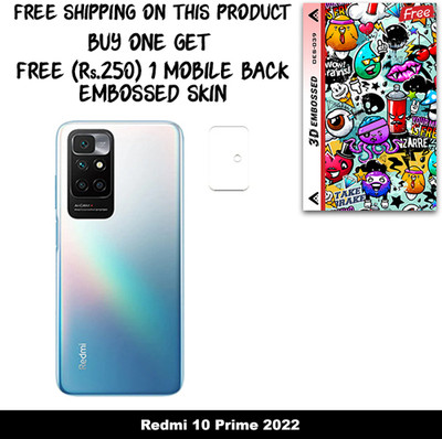 SOMTONE Camera Lens Protector for Redmi 10 Prime 2022 FREE 1 3D EMBOSSED SKIN FOR MOBILE BACK WITH CUT C1S039(Pack of 1)