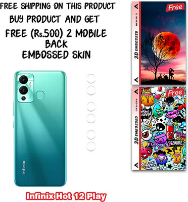 SOMTONE Camera Lens Protector for Infinix Hot 12 Play WITH FREE 500 RUPEES 2 3D EMBOSSED SKIN FOR MOBILE BACK CS010(Pack of 3)
