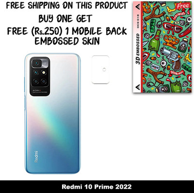 SOMTONE Camera Lens Protector for Redmi 10 Prime 2022 FREE 1 3D EMBOSSED SKIN FOR MOBILE BACK WITH CUT C1S018(Pack of 1)