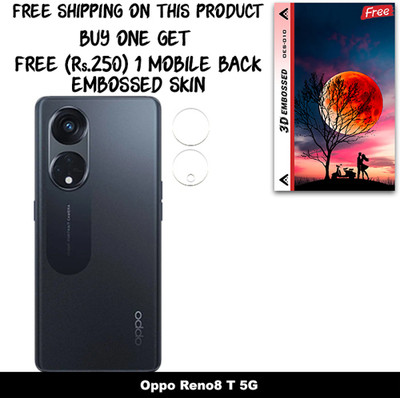 SOMTONE Camera Lens Protector for Oppo Reno8 T 5G FREE 1 3D EMBOSSED SKIN FOR MOBILE BACK WITH CUT C1S010(Pack of 1)