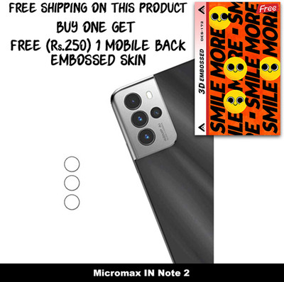 SOMTONE Camera Lens Protector for Micromax IN Note 2 FREE 1 3D EMBOSSED SKIN FOR MOBILE BACK WITH CUT C1S172(Pack of 1)
