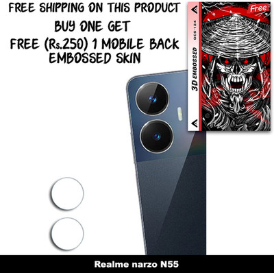 SOMTONE Camera Lens Protector for Realme narzo N55 FREE 1 3D EMBOSSED SKIN FOR MOBILE BACK WITH CUT C1S124(Pack of 1)