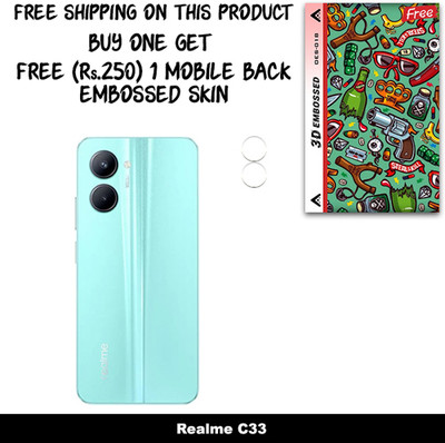 SOMTONE Camera Lens Protector for Realme C33 FREE 1 3D EMBOSSED SKIN FOR MOBILE BACK WITH CUT C1S018(Pack of 1)