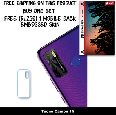 ARBAN Camera Lens Protector for Tecno Camon 15 FREE 1 3D EMBOSSED SKIN FOR MOBILE BACK WITH CUT C1S061(Pack of 1)