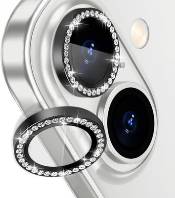 A3sprime Camera Lens Protector for Apple iPhone 16, iPhone 16 Plus, |Edge To Edge Full Coverage 9H Hardness Bling Diamond Shaped Tempered Glass with Metal Ring Guard Camera Lens Protector|(Pack of 2)
