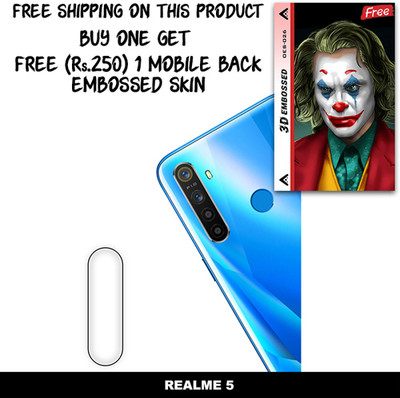 SOMTONE Camera Lens Protector for REALME 5 FREE 1 3D EMBOSSED SKIN FOR MOBILE BACK WITH CUT C1S026(Pack of 1)
