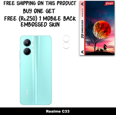 ARBAN Camera Lens Protector for Realme C33 FREE 1 3D EMBOSSED SKIN FOR MOBILE BACK WITH CUT C1S010(Pack of 1)