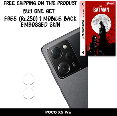ARBAN Camera Lens Protector for POCO X5 Pro FREE 1 3D EMBOSSED SKIN FOR MOBILE BACK WITH CUT C1S034(Pack of 1)