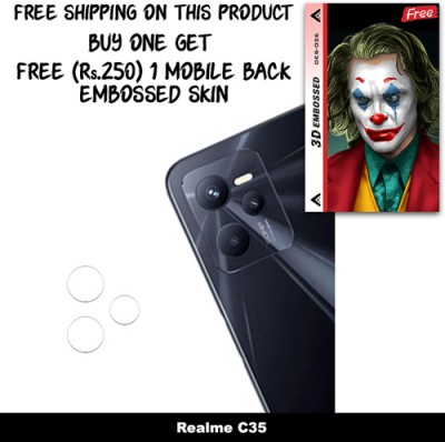 SOMTONE Camera Lens Protector for Realme C35 FREE 1 3D EMBOSSED SKIN FOR MOBILE BACK WITH CUT C1S026(Pack of 1)