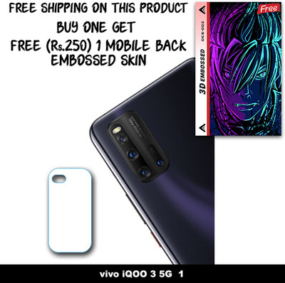SOMTONE Camera Lens Protector for vivo iQOO 3 5G 1 FREE 1 3D EMBOSSED SKIN FOR MOBILE BACK WITH CUT C1S002(Pack of 1)