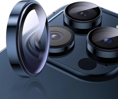 prozzile Camera Lens Protector for Iphone 15 Pro Max, Iphone 15 Pro, Metal Ring with Tempered Glass Screen Protector - Case Friendly, Scratch Resistant, Easy Installation(Pack of 3)