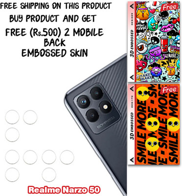 SOMTONE Camera Lens Protector for Realme Narzo 50 WITH FREE 500 RUPEES 2 3D EMBOSSED SKIN FOR MOBILE BACK CS039(Pack of 3)