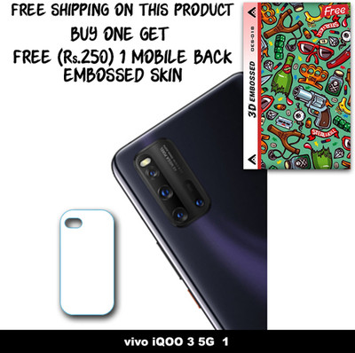 SOMTONE Camera Lens Protector for vivo iQOO 3 5G 1 FREE 1 3D EMBOSSED SKIN FOR MOBILE BACK WITH CUT C1S018(Pack of 1)