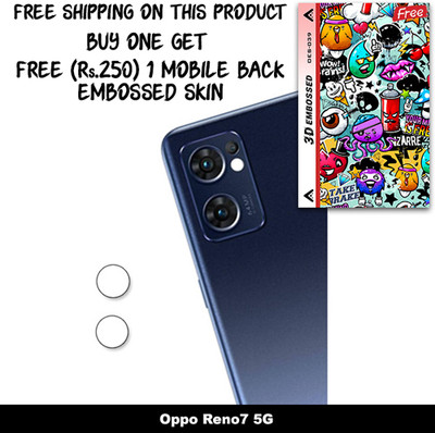 SOMTONE Camera Lens Protector for Oppo Reno7 5G FREE 1 3D EMBOSSED SKIN FOR MOBILE BACK WITH CUT C1S039(Pack of 1)