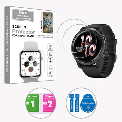SOMTONE Edge To Edge Screen Guard for Garmin Venu 2 1.3 inch (FREE 1 MOBILE EMBOSSED SKIN) SMARTWATCH SCREEN GUARD(Pack of 2)