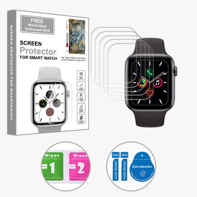 ARBAN Edge To Edge Screen Guard for Apple Watch Series 5 44mm (FREE 1 MOBILE EMBOSSED SKIN) SMARTWATCH SCREEN GUARD(Pack of 5)