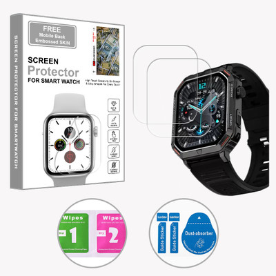 ARBAN Edge To Edge Screen Guard for Fire-Boltt Commando 1.95 inch (FREE 1 MOBILE EMBOSSED SKIN) SMARTWATCH SCREEN GUARD(Pack of 2)